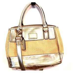 NWOT Tignanello Gold Leather/Woven handbag